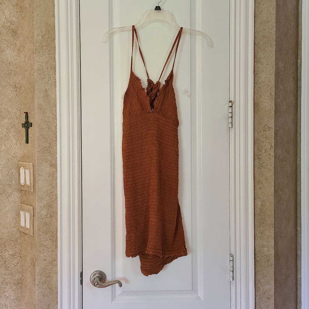 Anthropologie Halter Mini Dress With Back Cutout Summer Festival Size Medium - Picture 7 of 13
